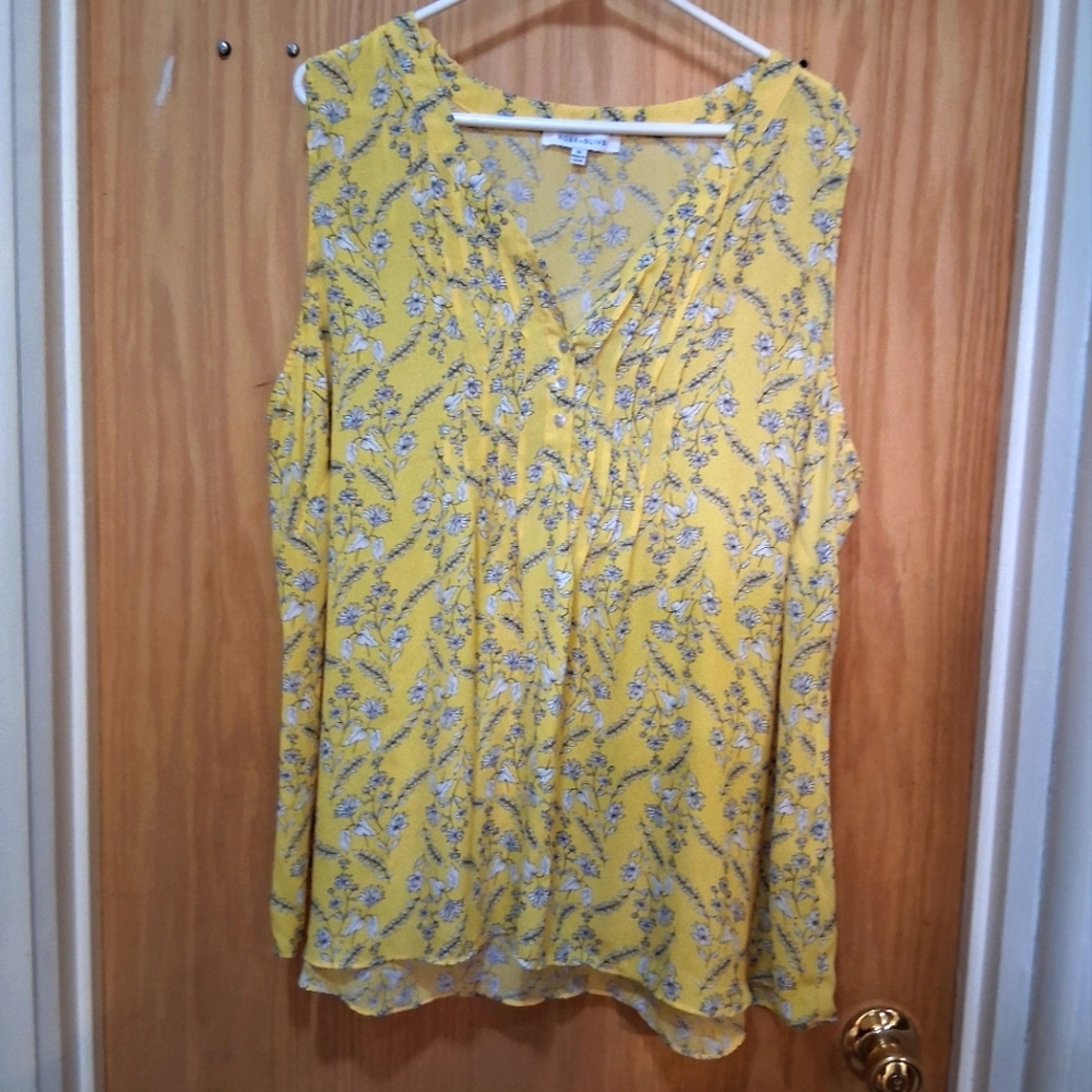 Rose & Olive Yellow Floral Blouse Size XXL